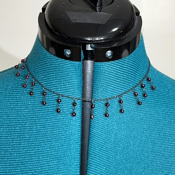 EUC: burgundy beads on black chain choker - Picture 1 of 7
